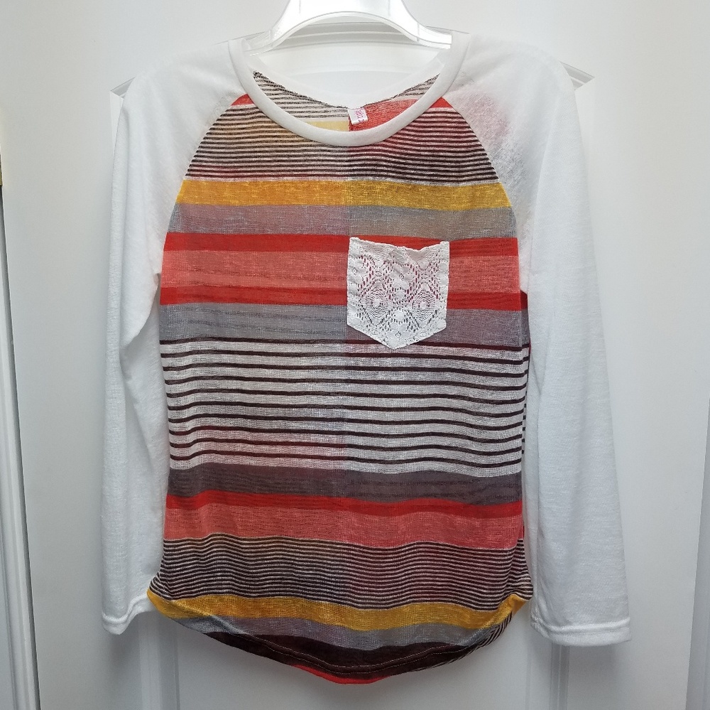 Top with lace pocket, Size L, multi color